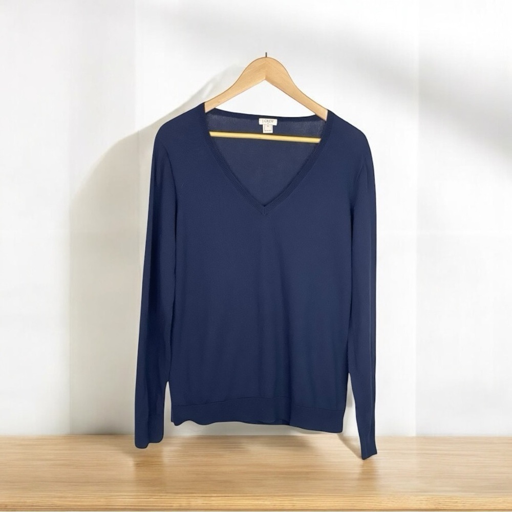 J Crew Navy XL Cotton V-neck sweater-tee - Picture 4 of 9